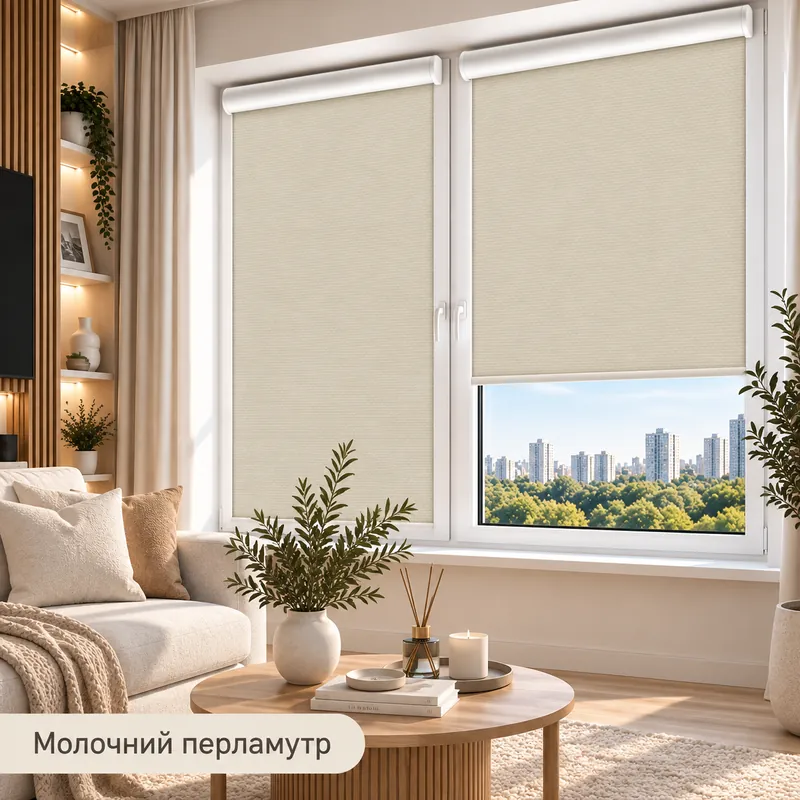 Рулонна штора TM "DecoSharm" Роял молочний перламутр