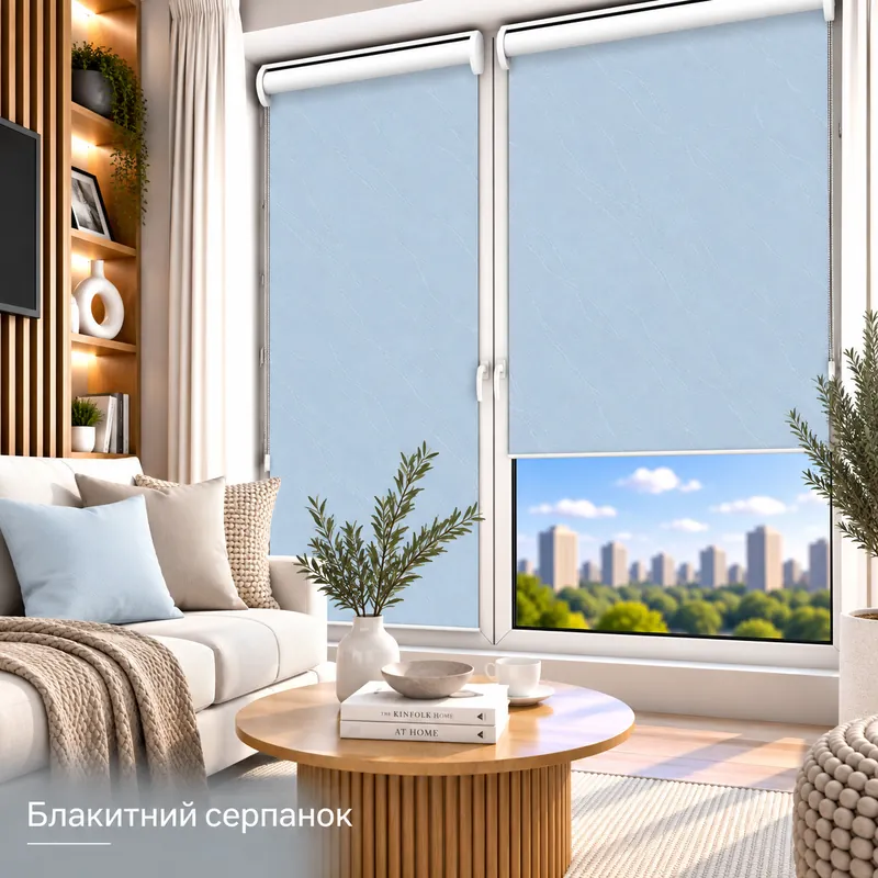 Рулонна штора TM "DecoSharm" Вода блакитний серпанок