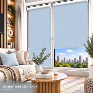Рулонна штора TM "DecoSharm" Вода блакитний серпанок