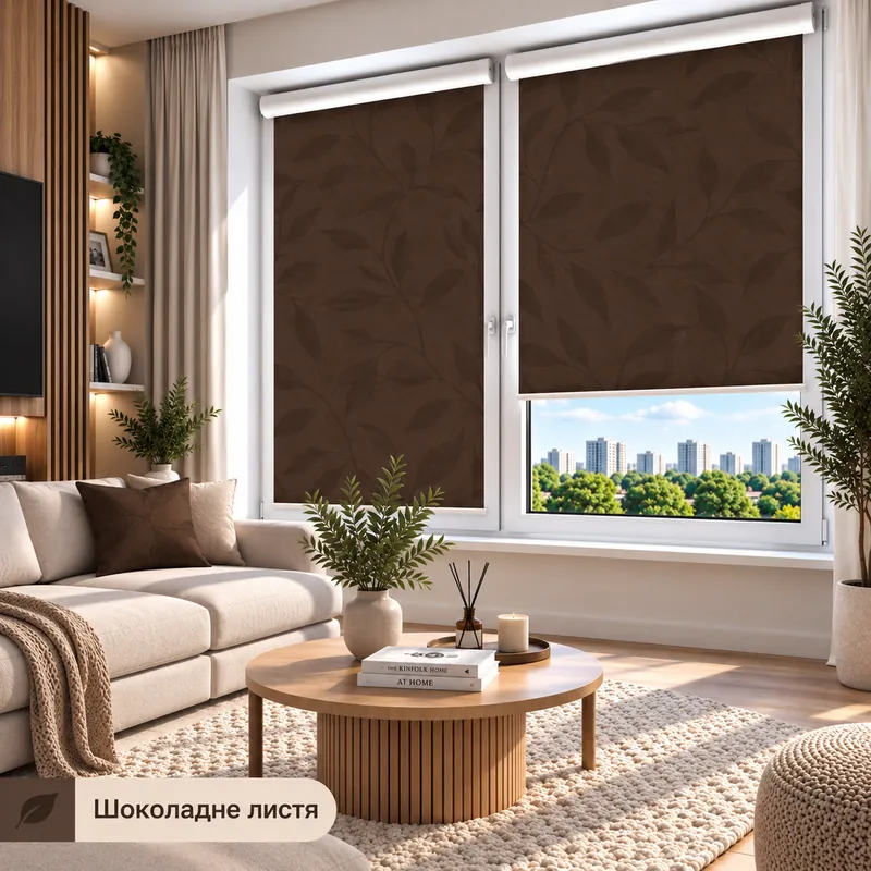 Рулонна штора TM "DecoSharm" Натура шоколадне листя