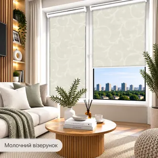 Рулонна штора TM "DecoSharm" Акант молочний візерунок