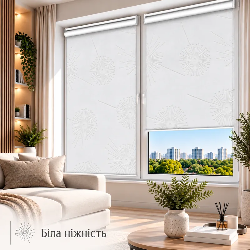 Рулонна штора TM "DecoSharm" Квіти біла ніжність