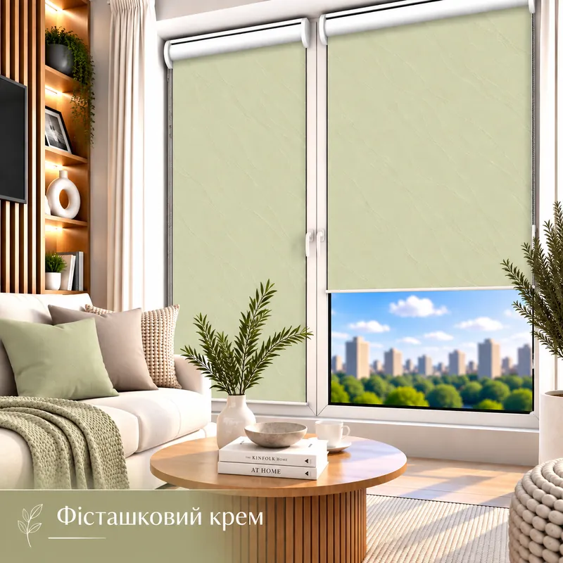 Рулонна штора TM "DecoSharm" Вода фісташковий крем
